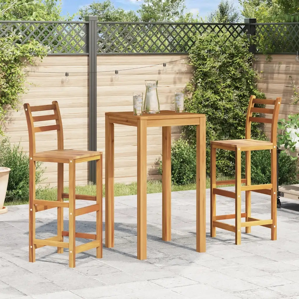 Sgabelli da Bar 2 pz in Legno Massello di Acacia 44130