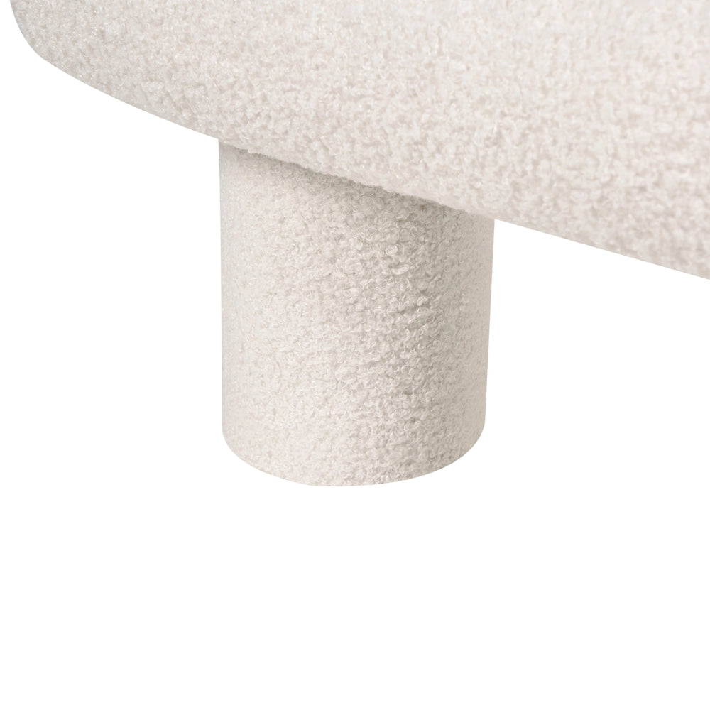 Letto imbottito in bouclé bianco sporco 180 x 200 design scandinavo testata morbida