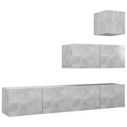 Set di Mobili Porta TV 4 pz | Armadietto TV | Mobile Porta TV Grigio Cemento in Legno Multistrato