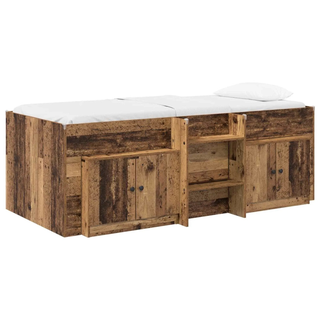 Struttura Letto Loft con Mobile con porta 3 pz Legno antico 3423396