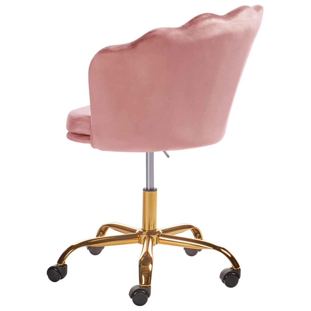 Sedia da ufficio in velluto di colore rosa con base girevole altezza regolabile elegante moderna