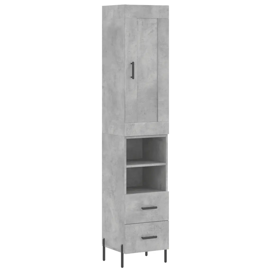 Credenza-Buffet-Armadio da cucina Grigio Cemento 34,5x34x180 cm in Legno Multistrato 321113