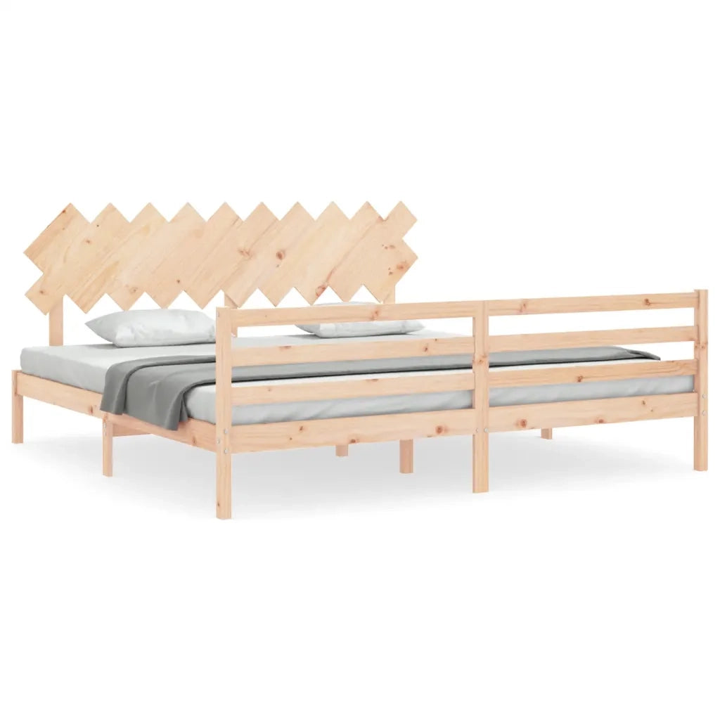 Giroletto con Testiera-Struttura Letto con testiera 200x200 cm in Legno Massello 872752