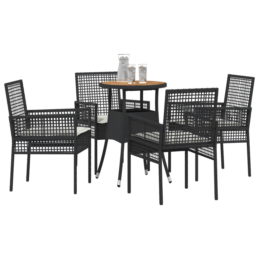 Set da pranzo da giardino 5 pezzi in Polyrattan Nero