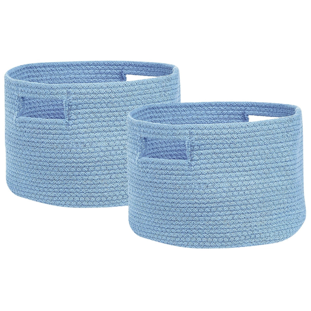 Set di 2 cesti in cotone intrecciato blu boho interno esterno