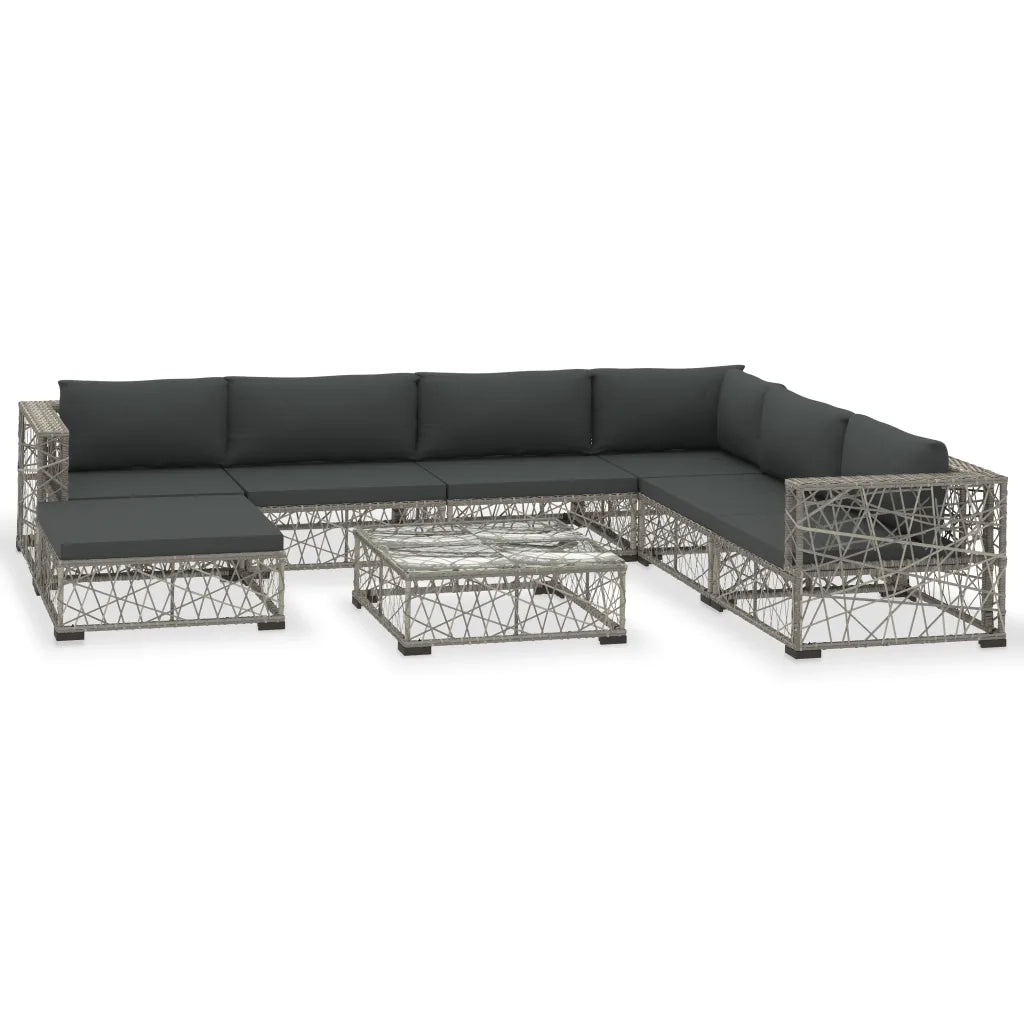 Set Divani da Giardino 8 pz con Cuscini in Polyrattan Grigio cod mxl 35793