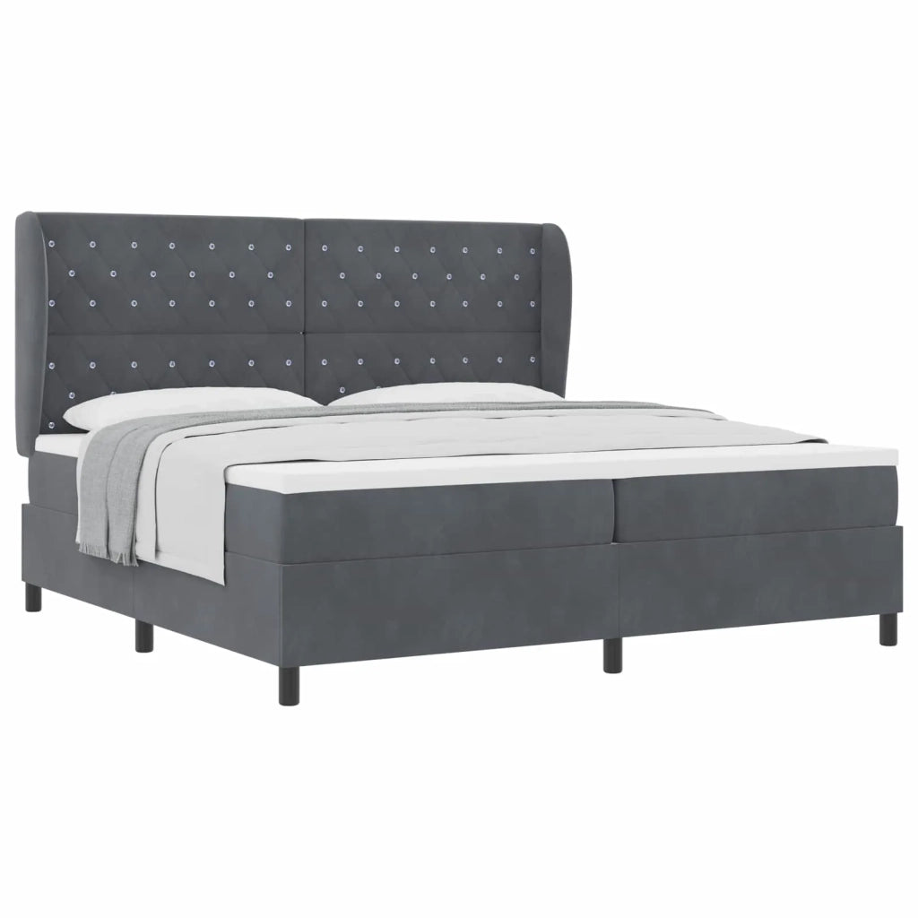 Letto a molle con materasso Grigio scuro 200 x 200 cm Velluto 3340893
