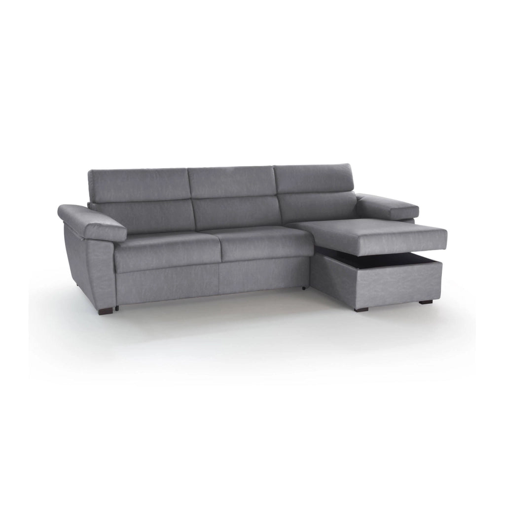 Tolle, Divano Letto con Penisola Sfoderabile Made in Italy, 285x160 cm Grigio