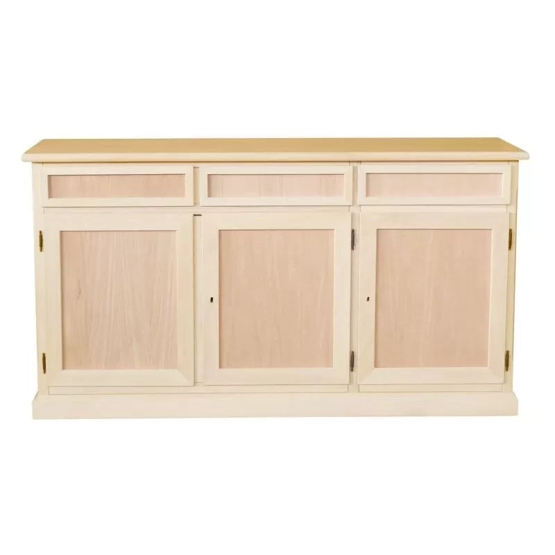 Madia credenza in legno grezza 3 ante  l.156 p.42 h.86 - Mobili 2G