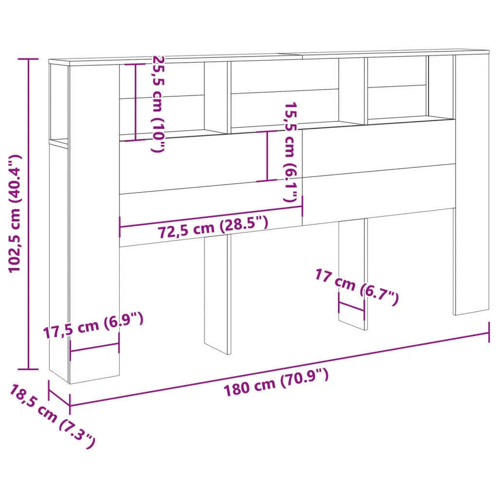 Testiera Contenitore Legno Antico 180x18,5x102,5 cm Truciolato
