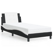 Letto singolo | Letto per adulti | Giroletto senza Materasso Zadar Nero e Bianco 100x200 cm in Similpelle