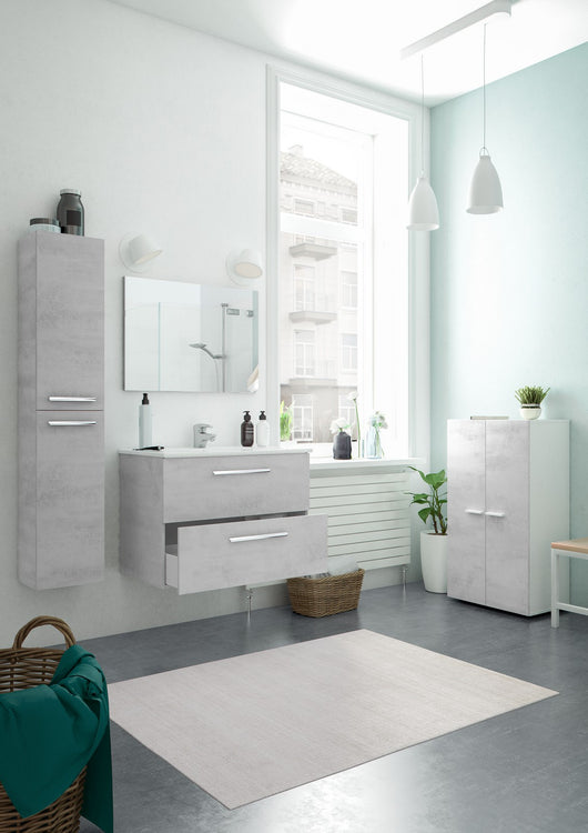 kit mobile bagno aruba 2 cassetti cm.80x45x57h cemento cod:ferx.99134