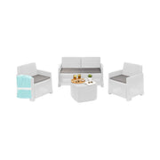 Salottino Outdoor Amer, set Salotto da Esterno 4 Posti Made in Italy, Bianco