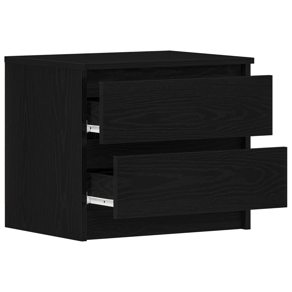 2 Comodini Neri in Rovere 50x40x43,5 cm in Legno Ingenerizzato