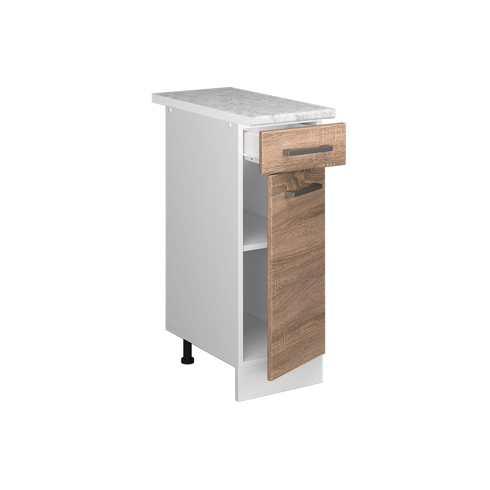 Mobiletto base per cucina R-Line Sonoma/Bianco 30 cm, PL Marmo Vicco