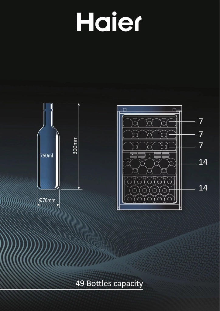 Cantinetta vino Haier Wine Bank 50 Serie 5 HWS49GA con compressore Libera installazione Nero 49 bottiglie