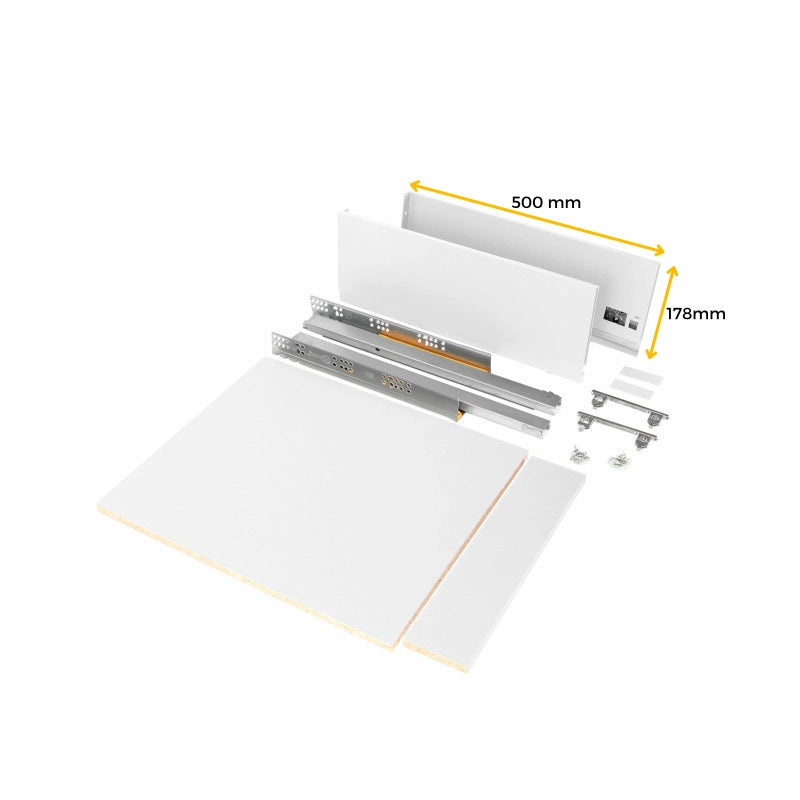 Kit di cassetti per cucina o bagno Vertex con regolazione 3D, altezza 178 mm, con pannelli inclusi, modulo 450 mm, Gri..