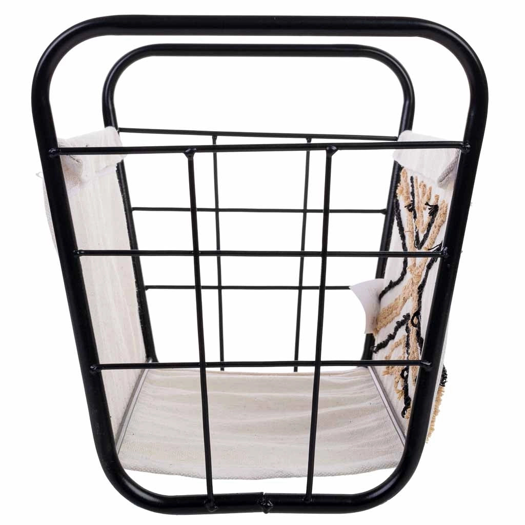 Cesto portaoggetti in metallo e tessuto 36x23x19/26h cm