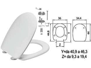 SEDILE WC IN TERMOINDURENTE PASSEPARTOUT BIANCO CERNIERE INOX H050  coprivaso copriwater SANIPLAST