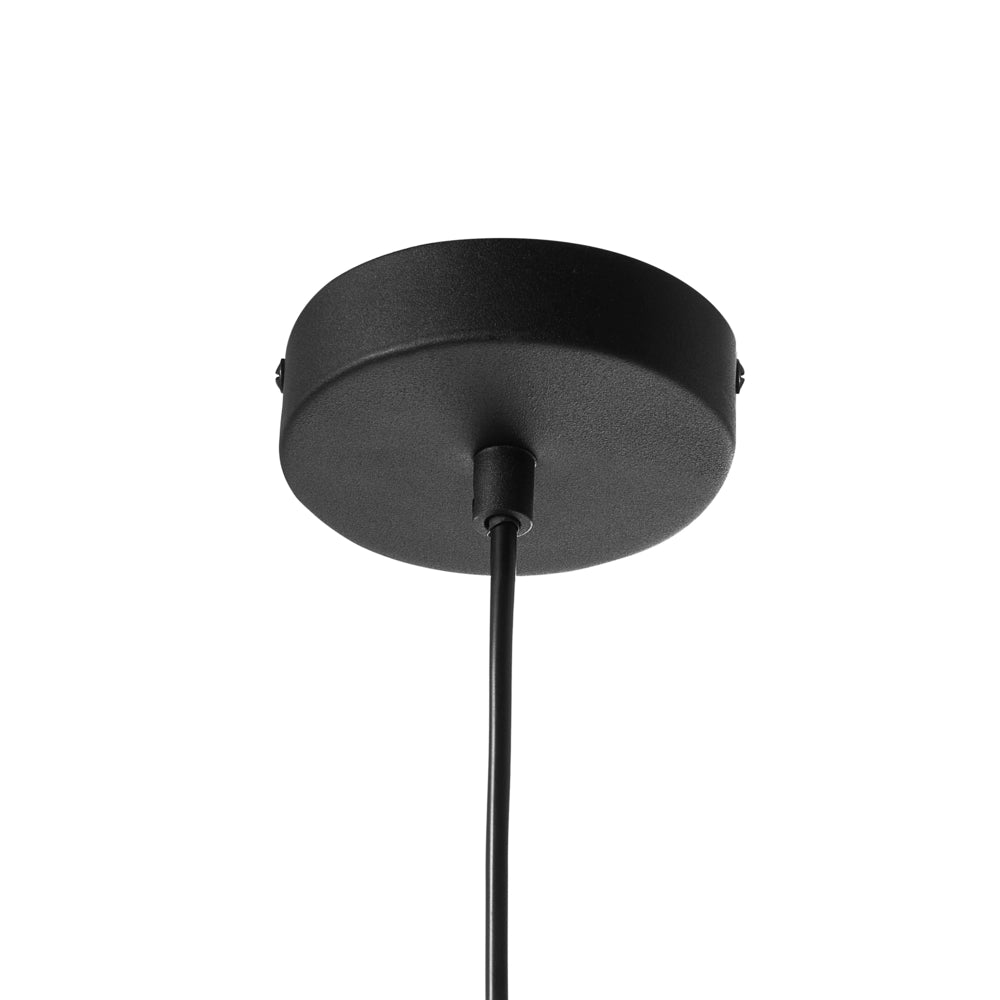 Lampada a sospensione con paralume in carta nera fatto a mano e base in metallo, stile rustico boho