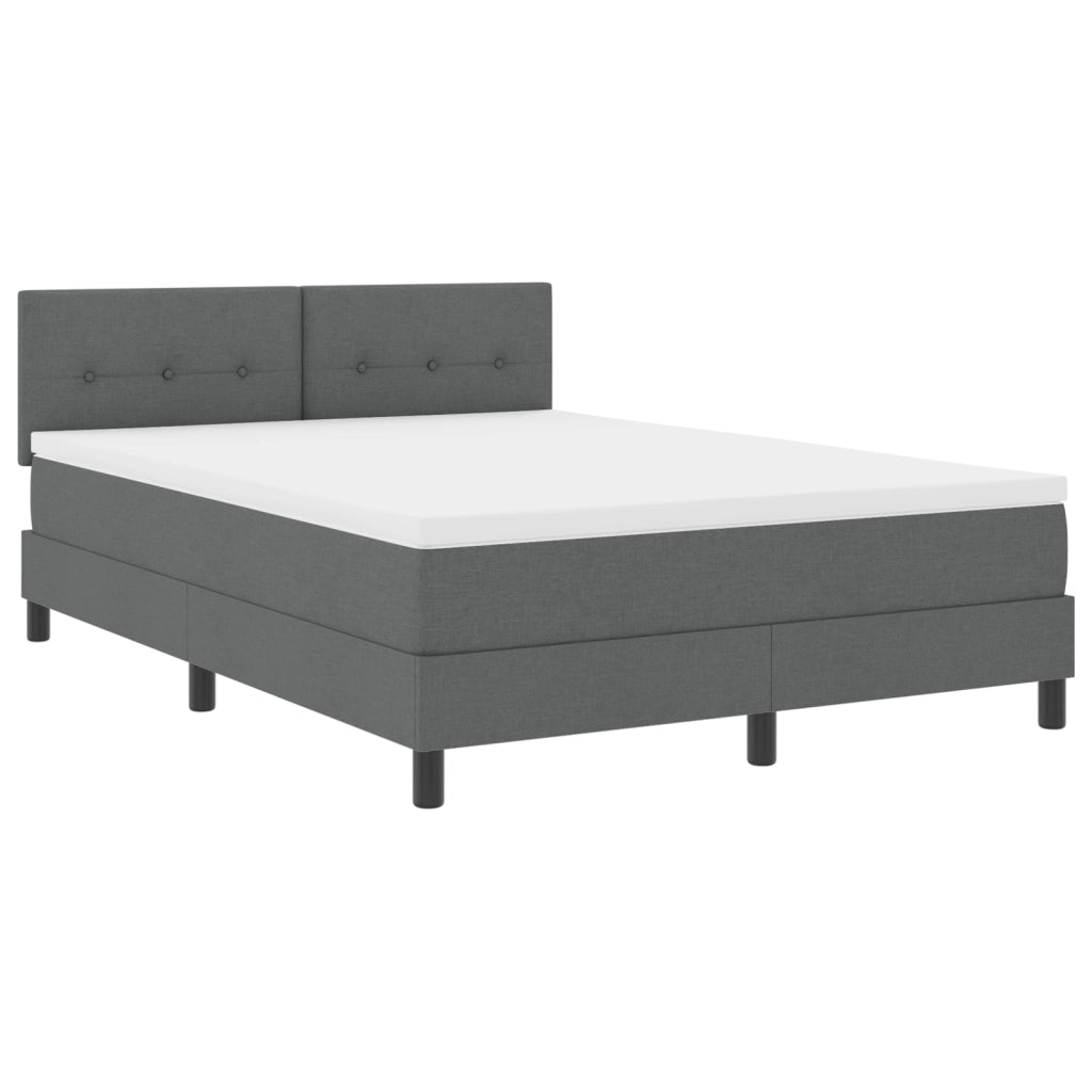Letto Box Spring con Materasso Grigio Scuro 140x200 cm Tessuto
