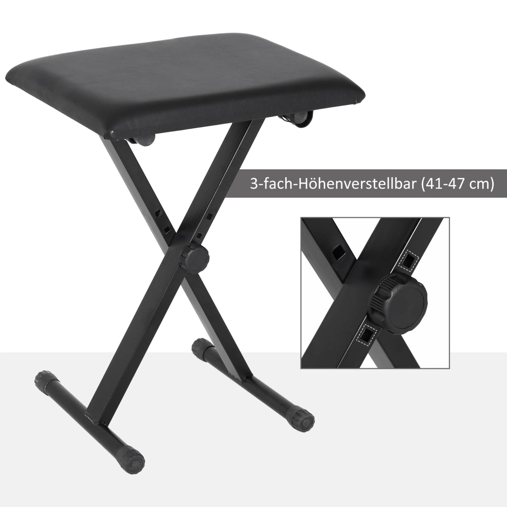 Sgabello per Pianoforte Regolabile ¨C Zephmum ¨C Pelle Sintetica 39x29x37-47 cm Nero