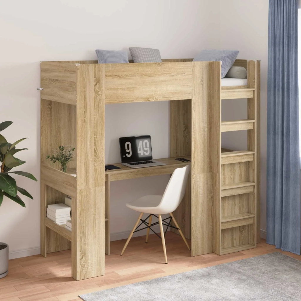 Struttura letto a castello con scrivania Rovere Sonoma