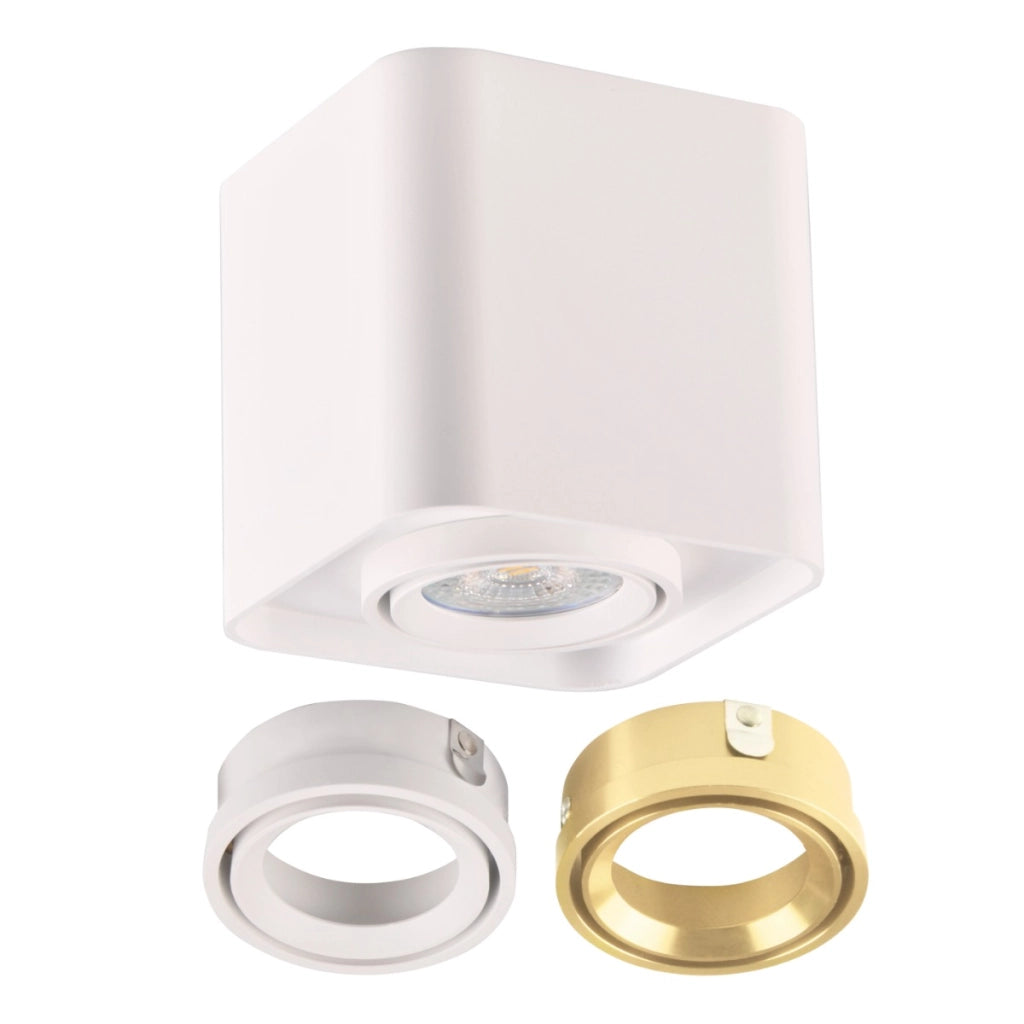 Spot plafoniera quadrata orientabile bianco oro GU10 XENO Polux