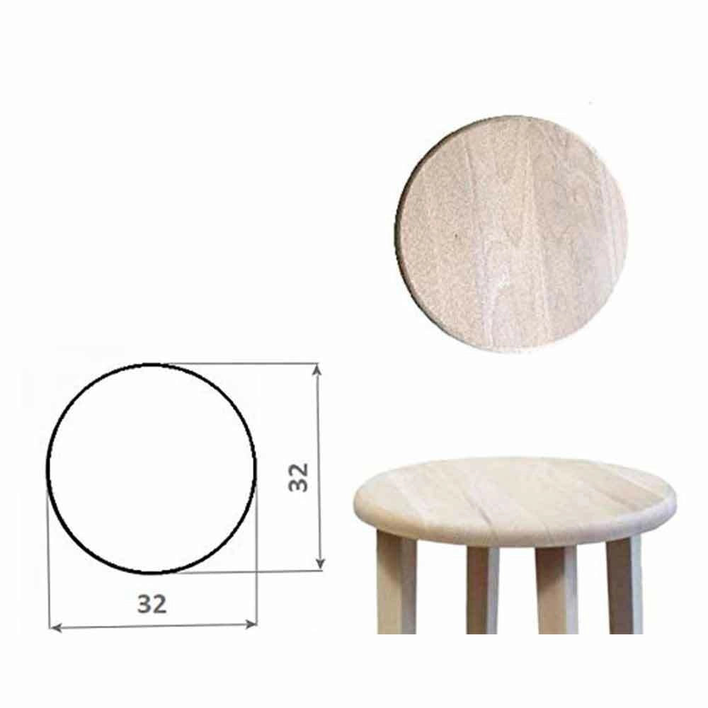 Sgabello grezzo da verniciare alto 67 cm con seduta rotonda e gambe a sciabola