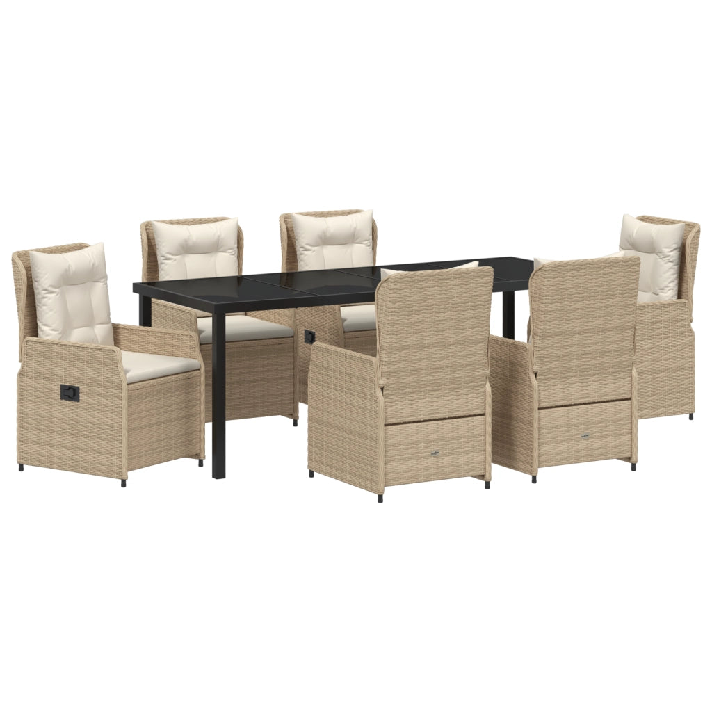 Set da pranzo da giardino beige in polyrattan  da 7 pezzi