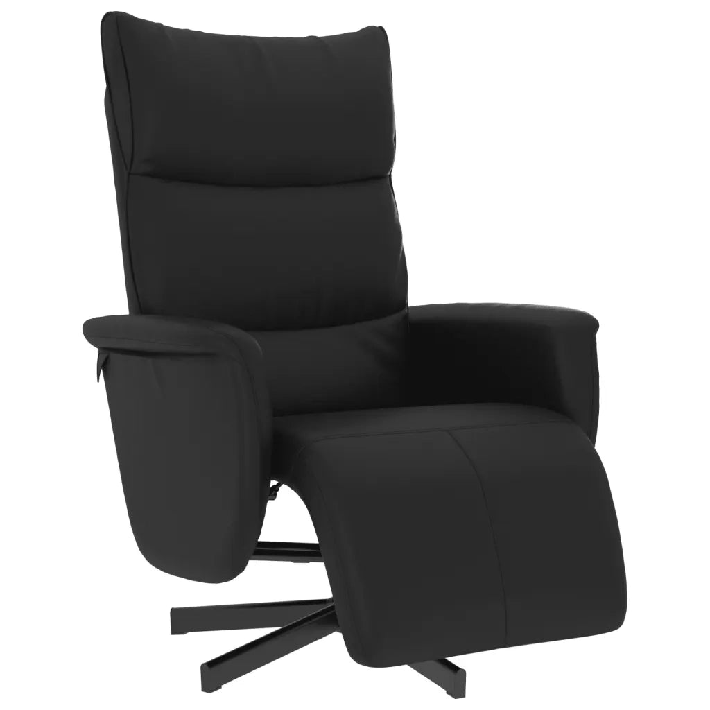 Divano Sedia-Poltrona Reclinabile con Poggiapiedi Nera in Similpelle 473928