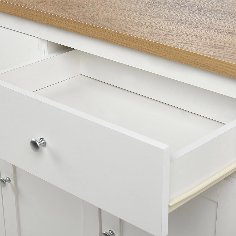 Credenza minimalista con 2 cassetti 3 ante in legno naturale e bianco Soggiorno camera da letto