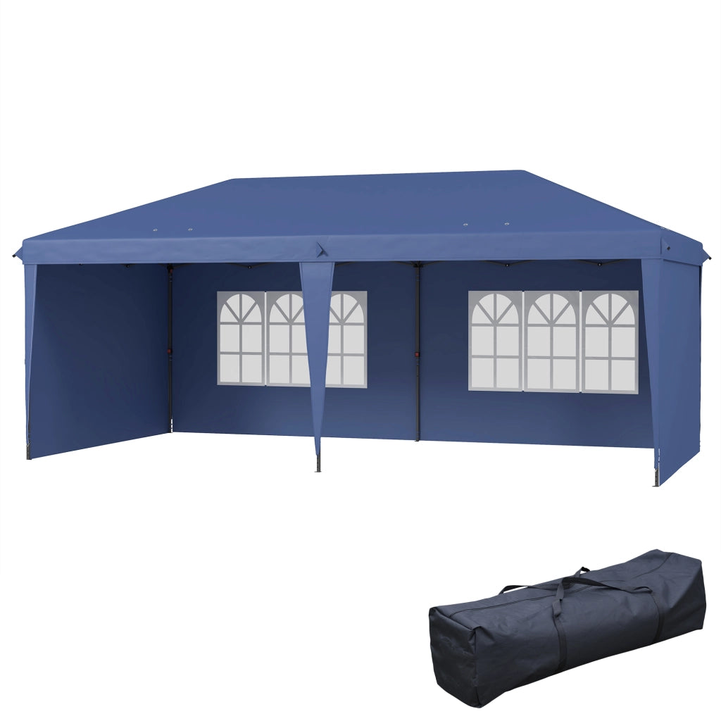 Gazebo Pieghevole 6x3m Pop-up ¨C Xylo ¨C 4 Laterali con Finestre Blu Giardino