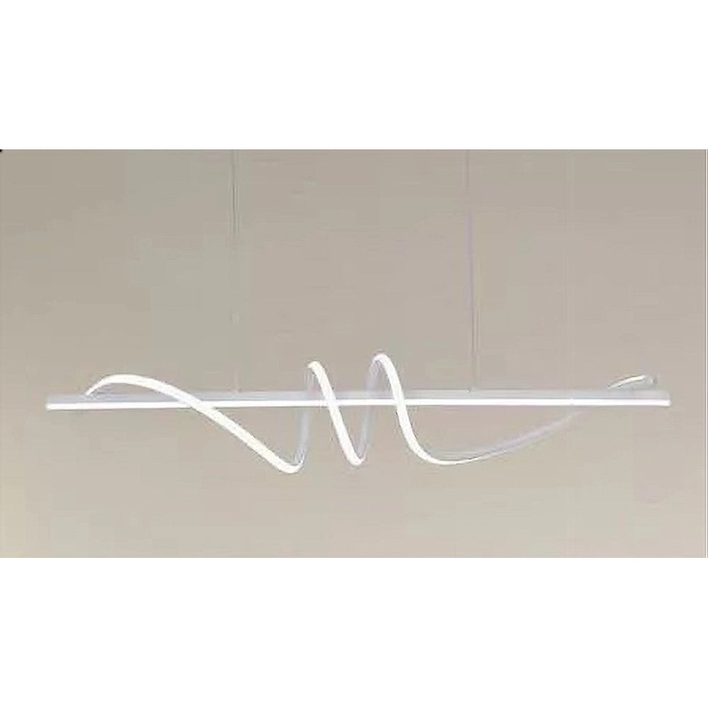 Trade Shop - Lampadario A Sospensione Led 65w Bianco Spirale Ondulato Luce 4000k Vortice Orizzontale 32422 -