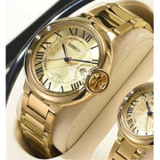 Trade Shop - Orologio Da Polso Uomo Donna Longbo 80771 Quarzo Calendario Impermeabile Dorato -   -uomo    -