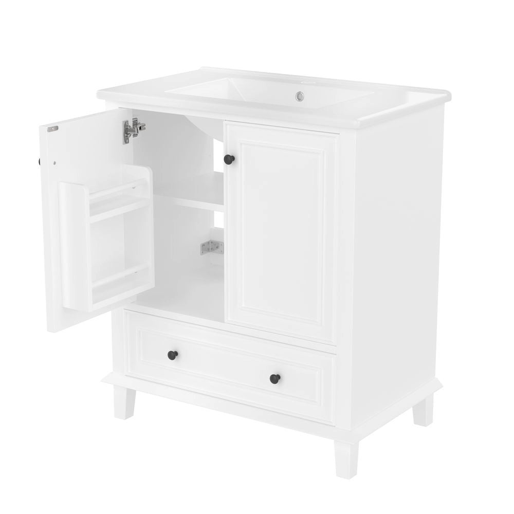 Mobile da bagno con lavabo - Xylo - 76x46x87cm - Bianco - Resistente all'umidit??, grande spazio di stoccaggio, lavabo in ceramica integrato