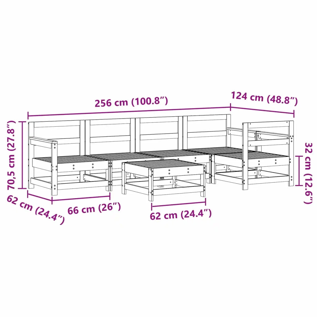 Set Lounge da Giardino 6 pcs Marrone Cera 3418100