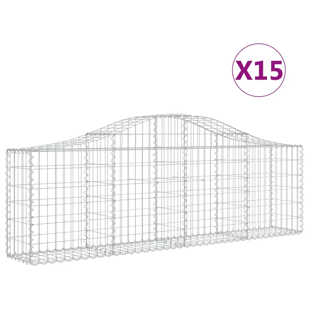 Cesti Gabbioni ad Arco 15 pz 200x30x60/80 cm Ferro Zincato 3145401