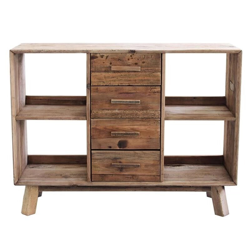 CREDENZA ADAM IN LEGNO DI PINO RICICLATO CON 4 CASSETTI 120 X 40 X H90 CM