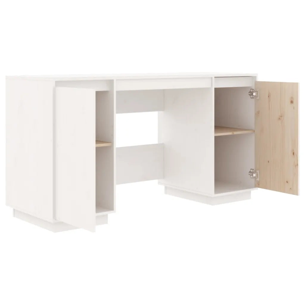 Scrivania Bianca 140x50x75 cm in Legno Massello di Pino cod mxl 67321