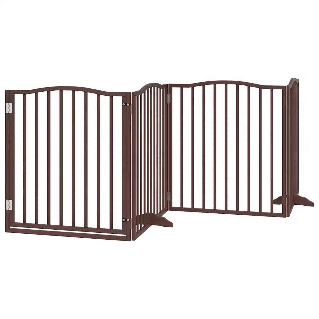 Cancello Cani Porta Pieghevole Marrone 4 Pannelli 320cm Pioppo CFW2200744