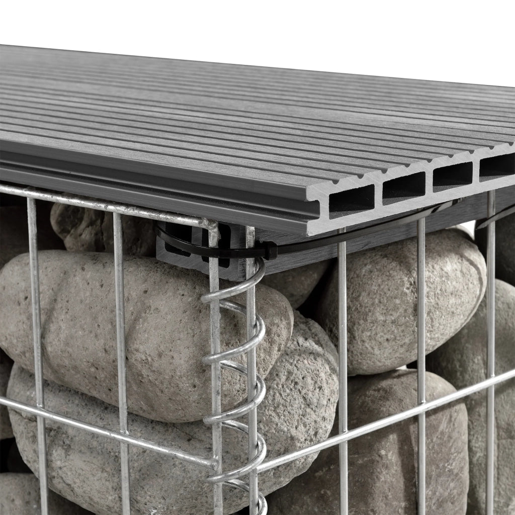 Panchina da giardino in gabbione 100 x 30 x 5 cm grigio 03_0006440
