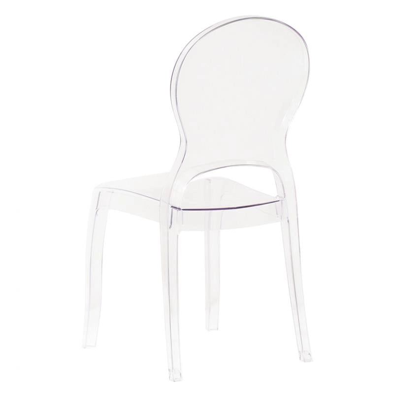 SEDIA HALLES IN POLICARBONATO SILHOUETTE CURVE CLASSICHE PER INTERNI COLORE TRASPARENTE 46,1X55X98H CM