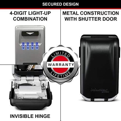 Master Lock 5425EURD Select Access Cassaforte per Chiavi a Parete Serratura Elettronica Combinazione 4 Cifre Kit Montaggio colore Grigio