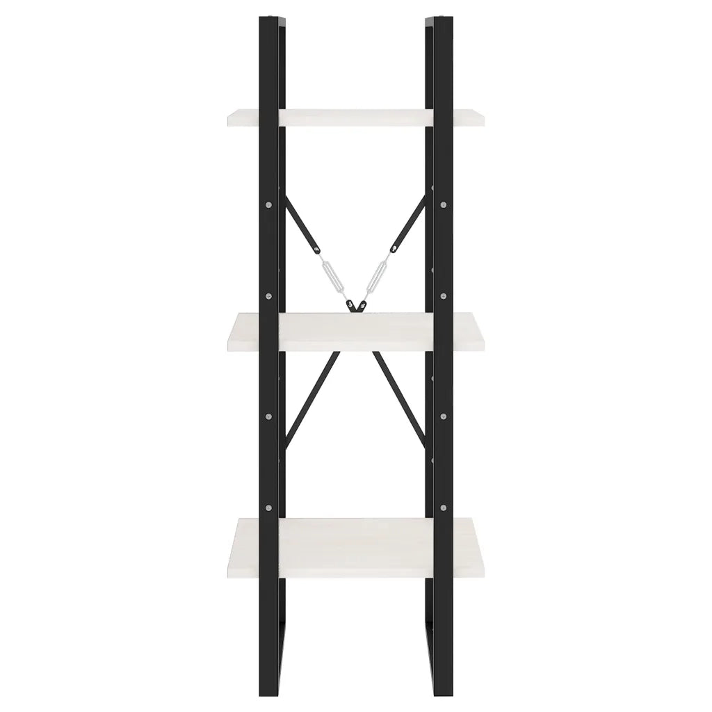 Libreria a 3 Ripiani Bianca 40x30x105 cm Legno Massello di Pino cod mxl 16347