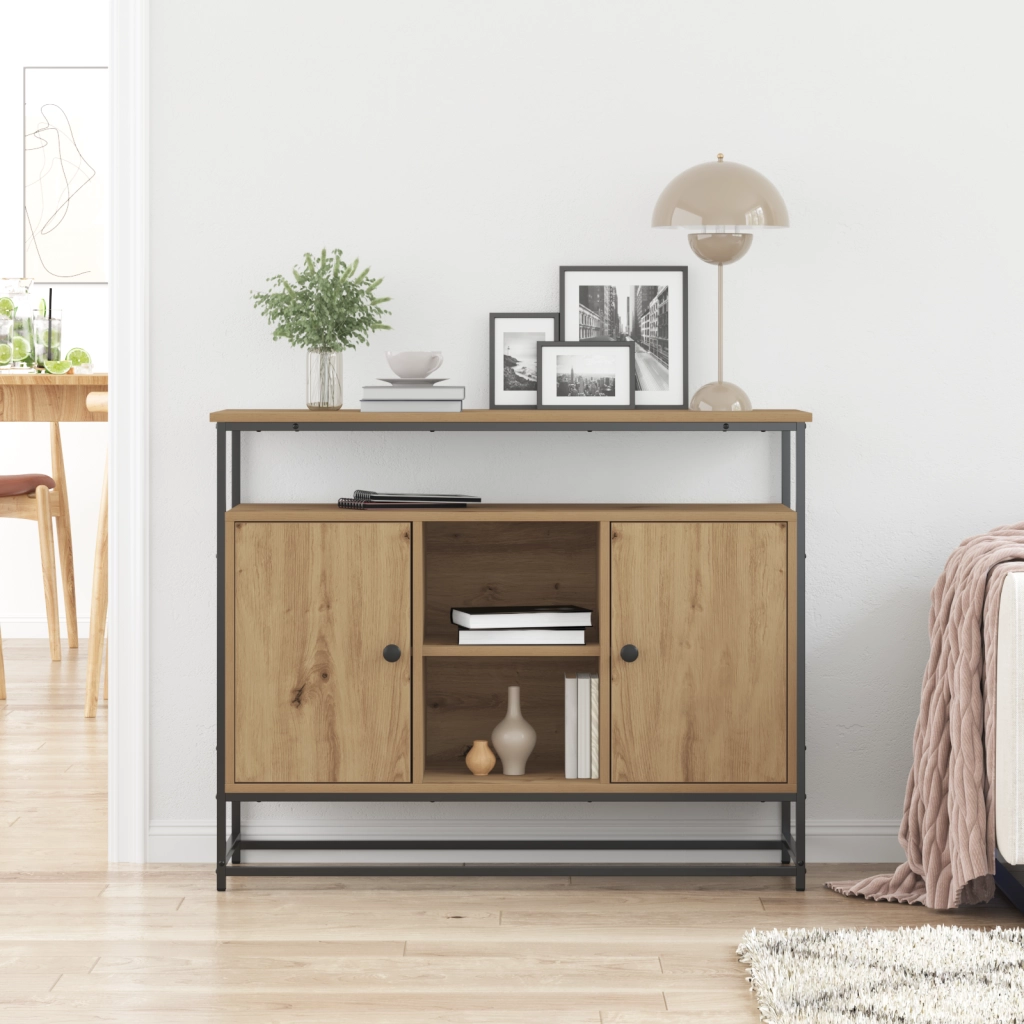 Credenza Artisan Rovere 100x35x80 cm Legno ingegnerizzato e Acciaio