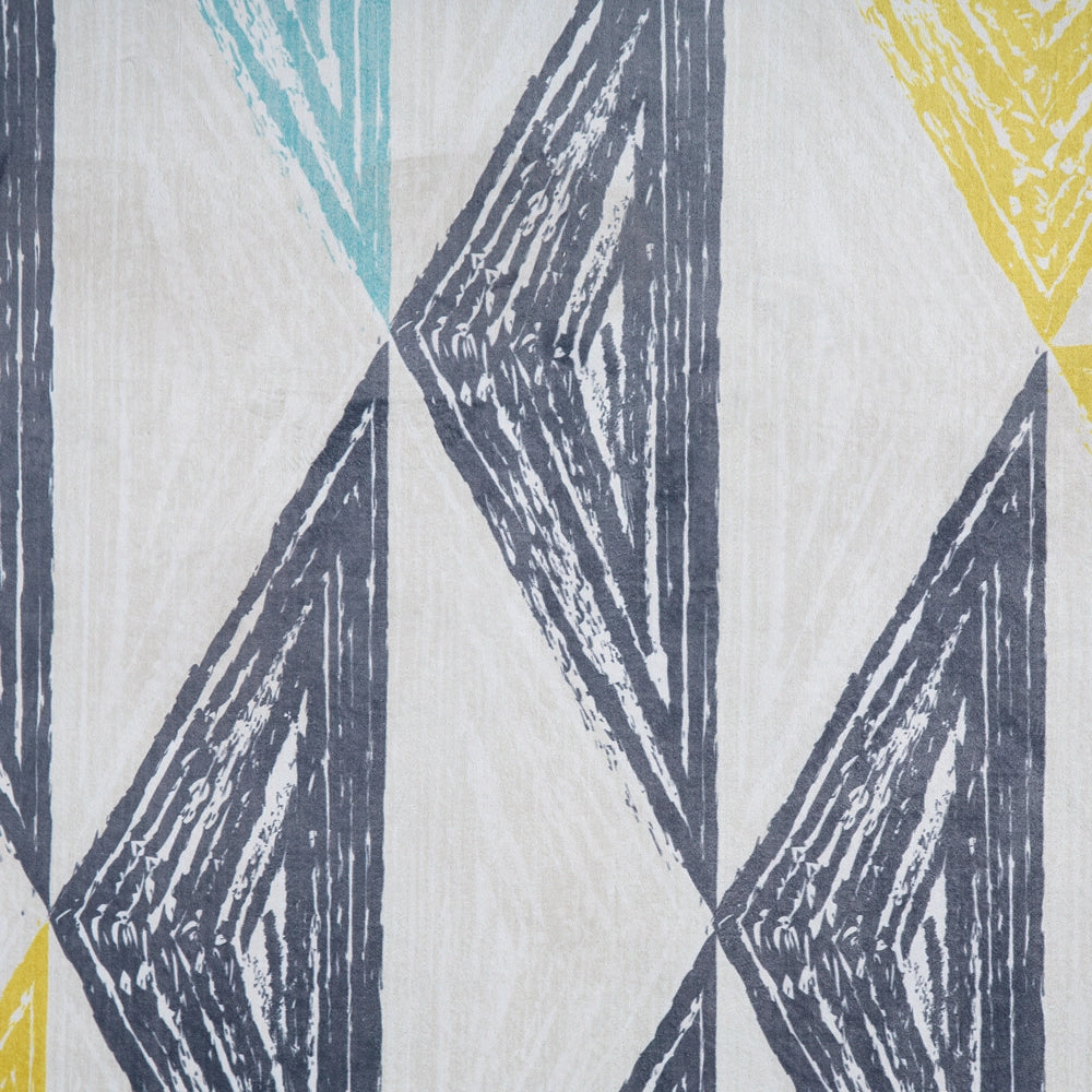 Tappeto tappetino grigio e giallo stampato motivo geometrico 80 x 150 cm a pelo corto