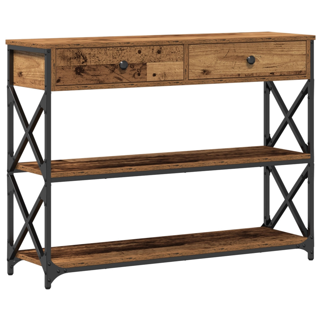 Tavolo Consolle con cassetto Legno vecchio 100 x 28 x 75 cm 863527