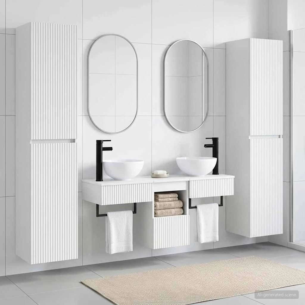 Set di mobili per il bagno 5 pz Bianco 33 x 34,5 x 160 cm 3406003
