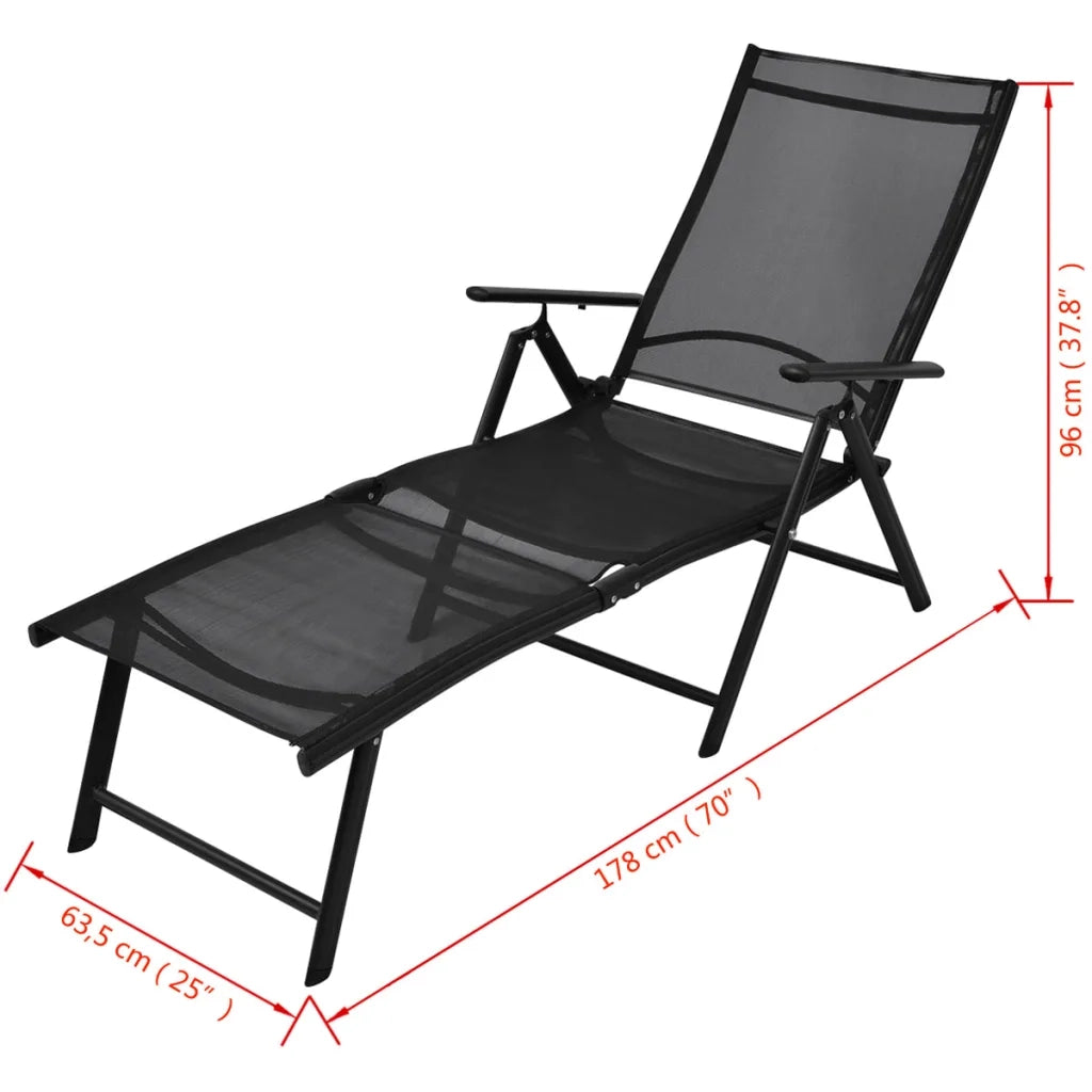 Lettino Prendisole Pieghevole in Alluminio Nero 41741